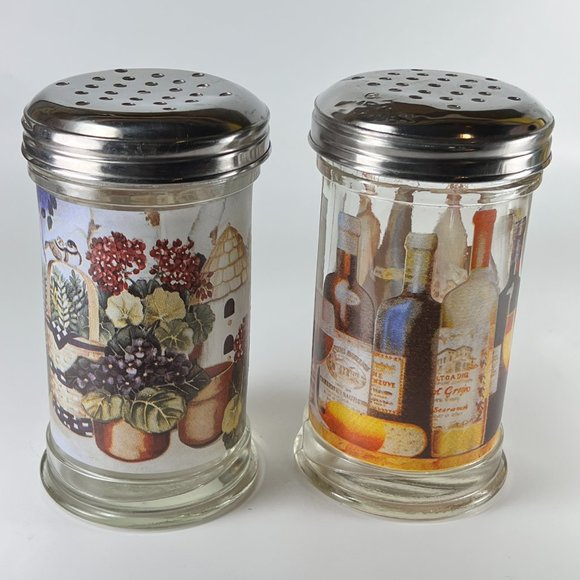 Vtg Spice Seasoning Grated Cheese Shakers Retro Dispenser Multi Purpose Graphics - Picture 4 of 12